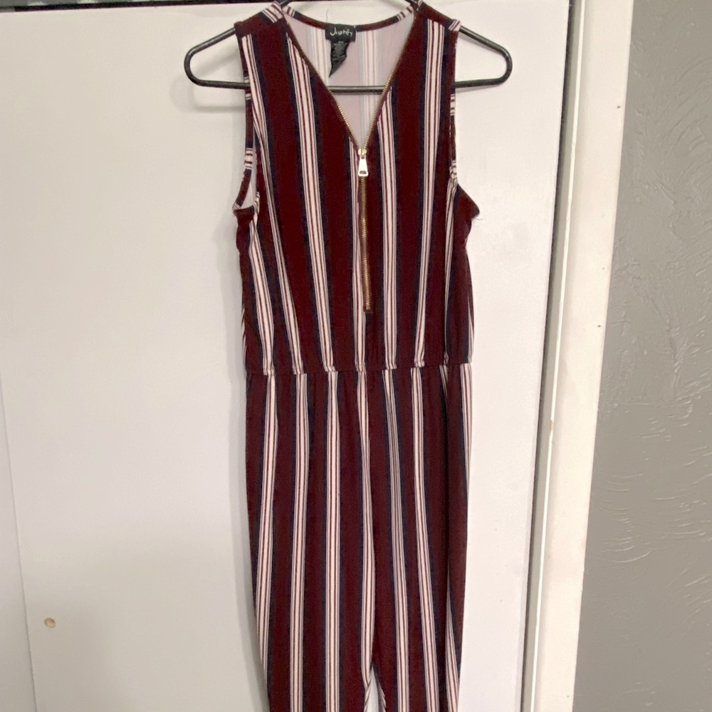 Red and Navy Blue striped Jumpsuit